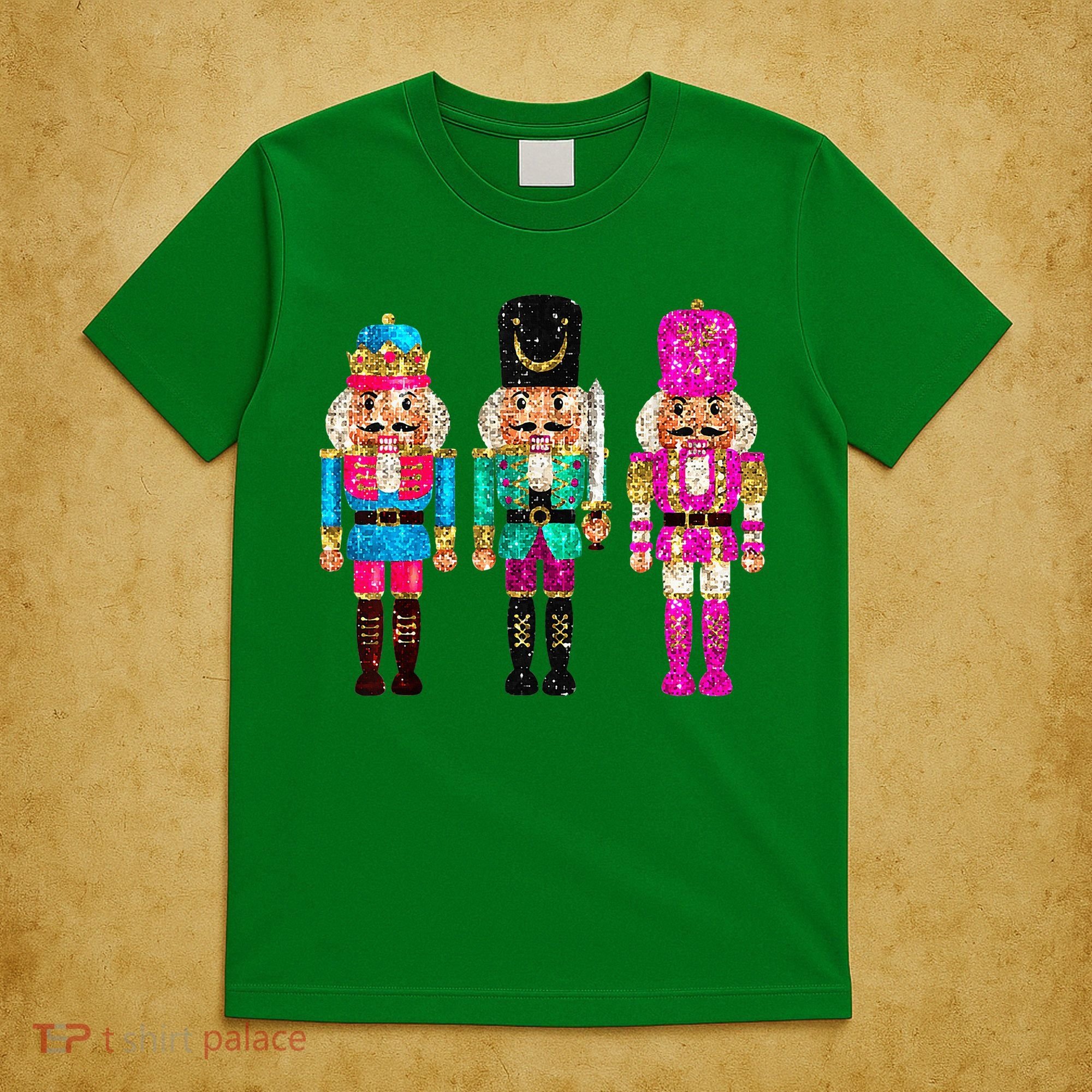 S.E.Q.U.I.N Cheerful S.P.A.R.K.L.Y Nutcrackers Christmas T-Shirt