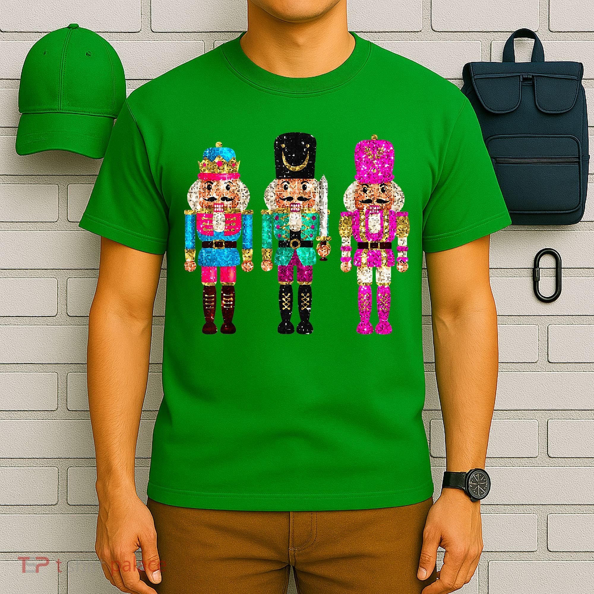 S.E.Q.U.I.N Cheerful S.P.A.R.K.L.Y Nutcrackers Christmas T-Shirt