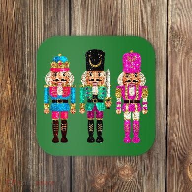 S.E.Q.U.I.N Cheerful S.P.A.R.K.L.Y Nutcrackers Christmas Coaster