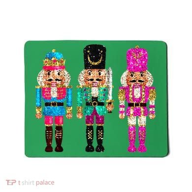 S.E.Q.U.I.N Cheerful S.P.A.R.K.L.Y Nutcrackers Christmas Mousepad