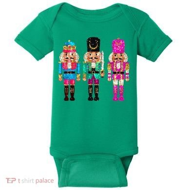S.E.Q.U.I.N Cheerful S.P.A.R.K.L.Y Nutcrackers Christmas Baby Bodysuit