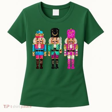 S.E.Q.U.I.N Cheerful S.P.A.R.K.L.Y Nutcrackers Christmas Women's T-Shirt
