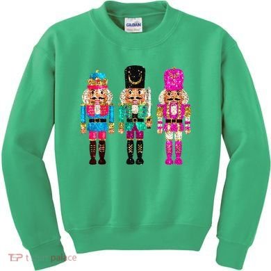 S.E.Q.U.I.N Cheerful S.P.A.R.K.L.Y Nutcrackers Christmas Kids Sweatshirt