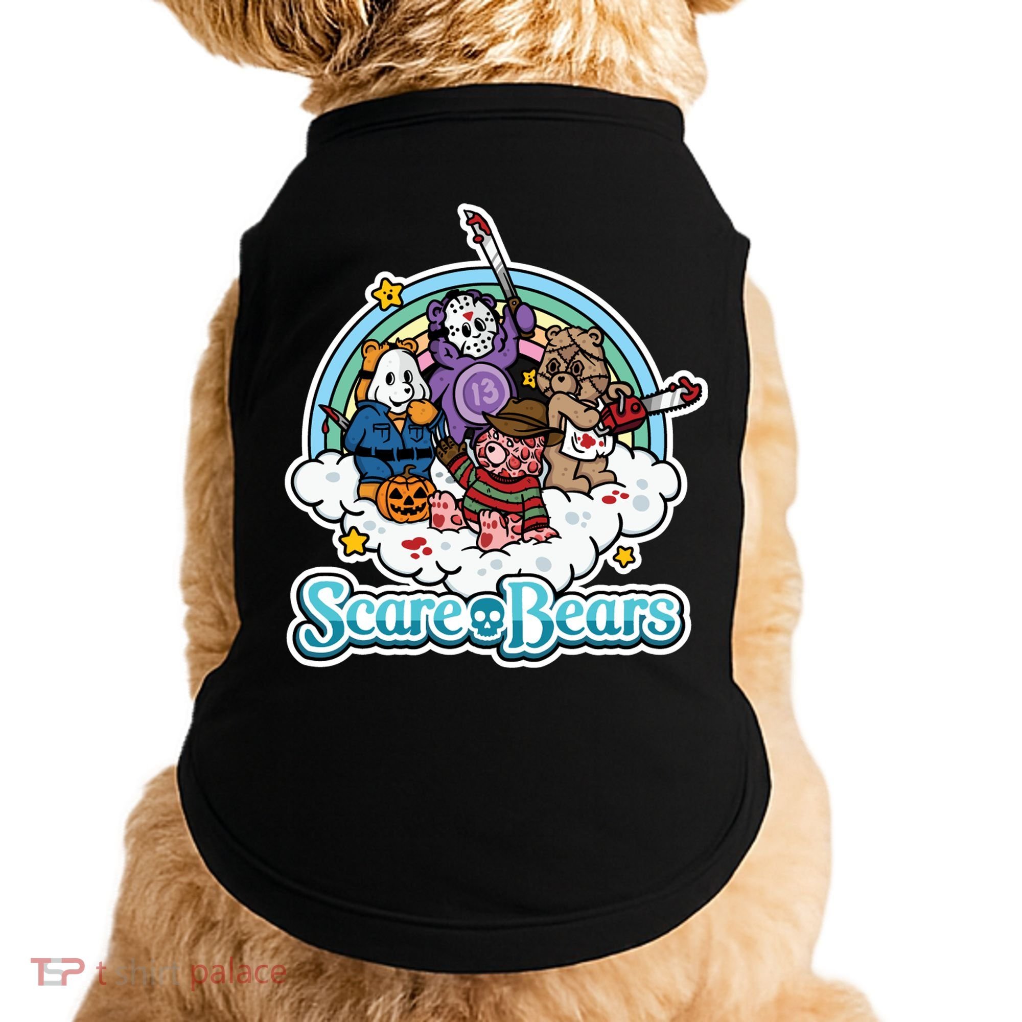 Scary Care Scare Bears Funny Halloween Horror Faces Custom Doggie Tank