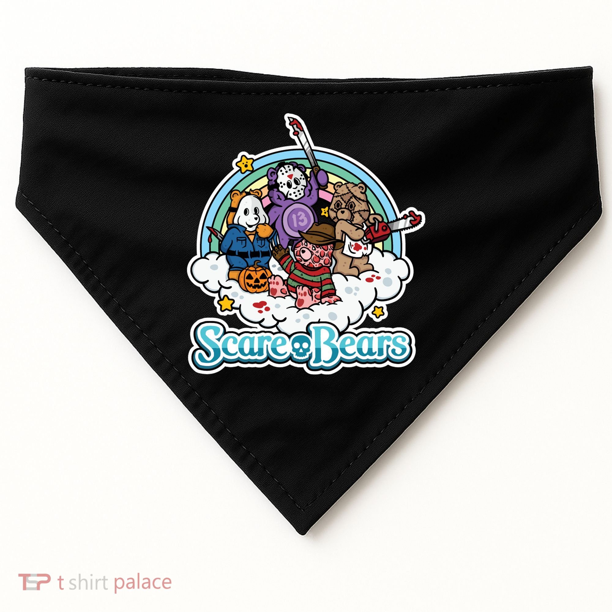 Scary Care Scare Bears Funny Halloween Horror Faces Custom USA-Made Doggie Bandana