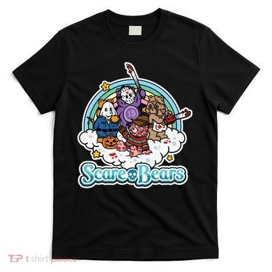 Scary Care Scare Bears Funny Halloween Horror Faces Custom T-Shirt
