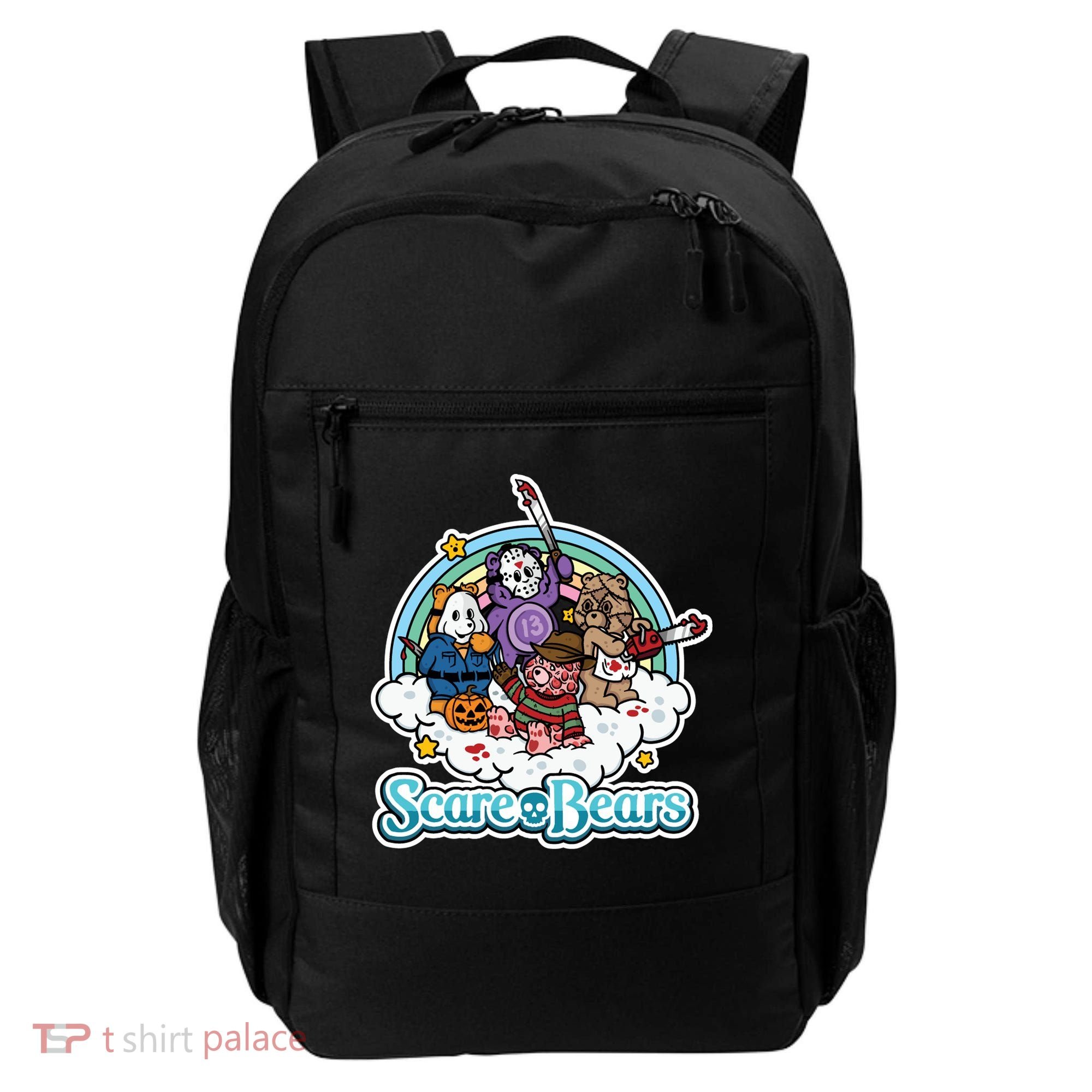 Scary Care Scare Bears Funny Halloween Horror Faces Custom Backpack