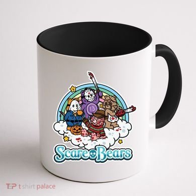 Scary Care Scare Bears Funny Halloween Horror Faces Custom Coffee Mug back