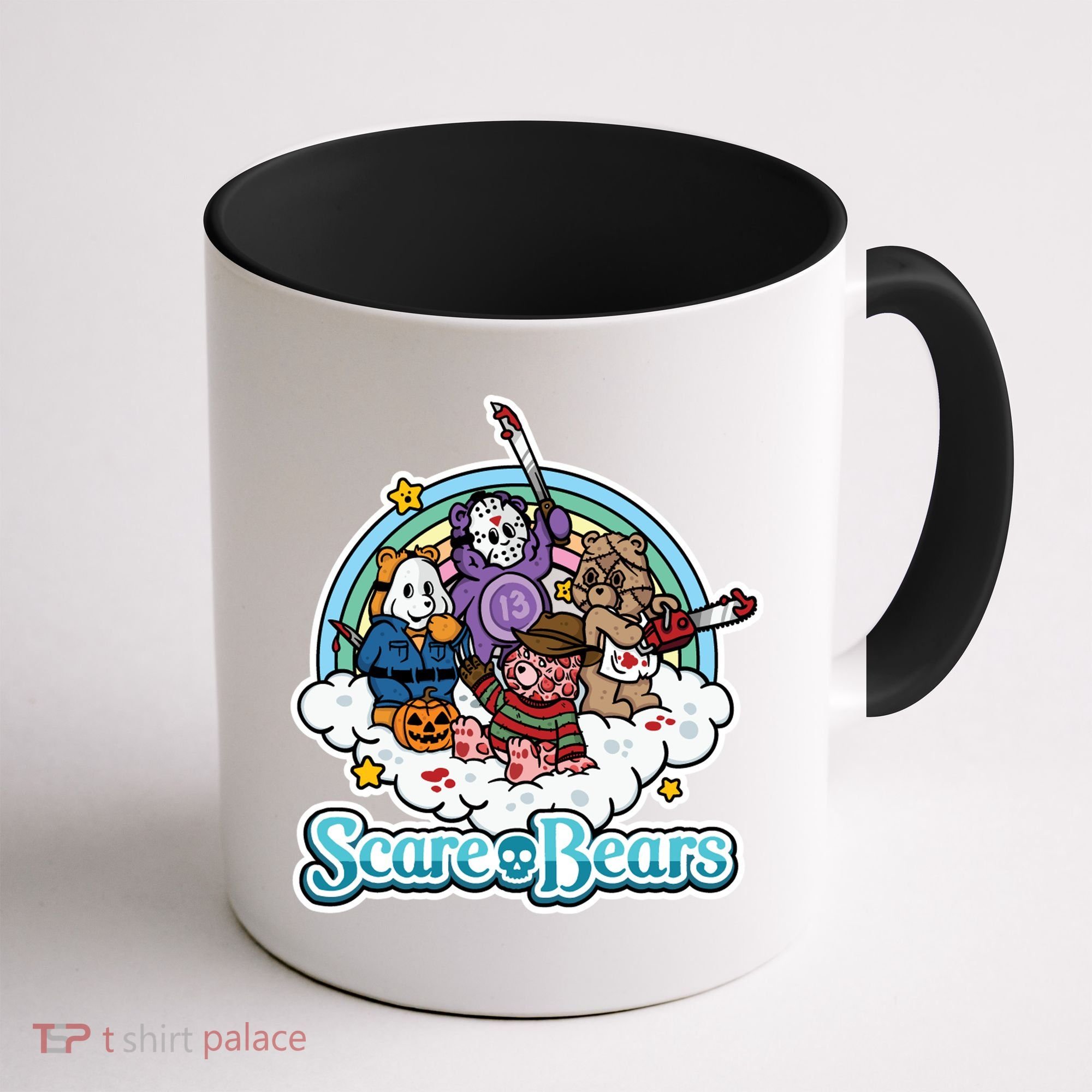Scary Care Scare Bears Funny Halloween Horror Faces Custom Coffee Mug