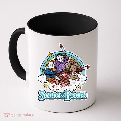 Scary Care Scare Bears Funny Halloween Horror Faces Custom Coffee Mug
