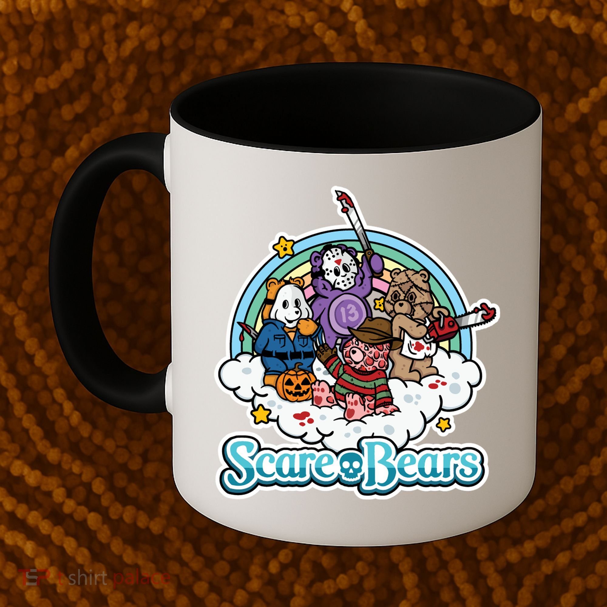 Scary Care Scare Bears Funny Halloween Horror Faces Custom Coffee Mug