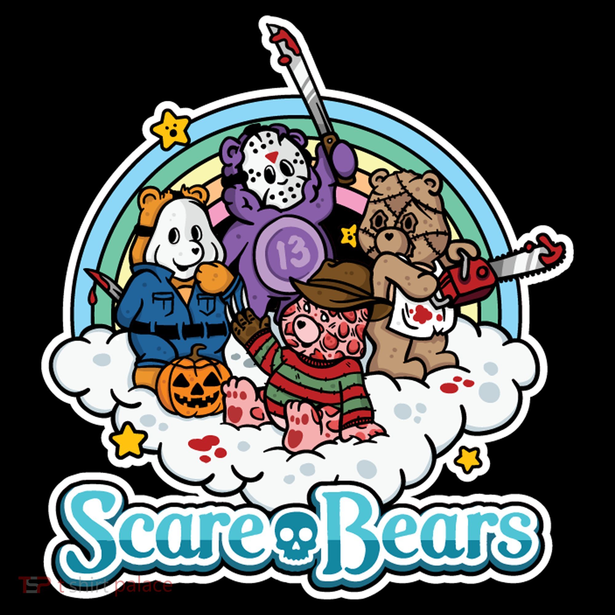 Scary Care Scare Bears Funny Halloween Horror Faces Custom Coffee Mug