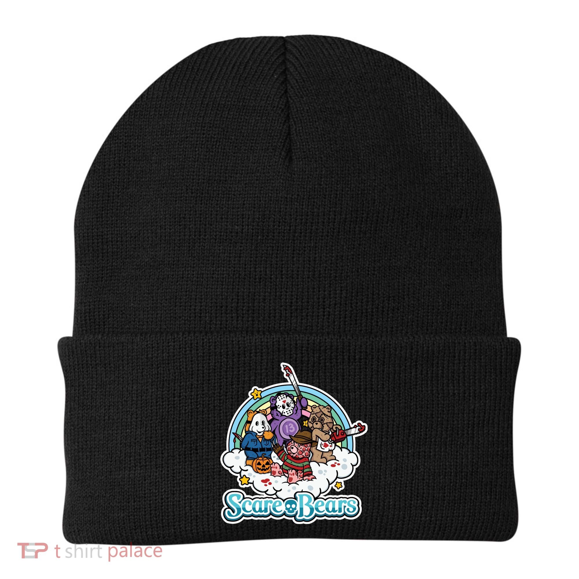 Scary Care Scare Bears Funny Halloween Horror Faces Custom Beanie