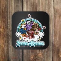 Scary Care Scare Bears Funny Halloween Horror Faces Custom Coaster thumb 0