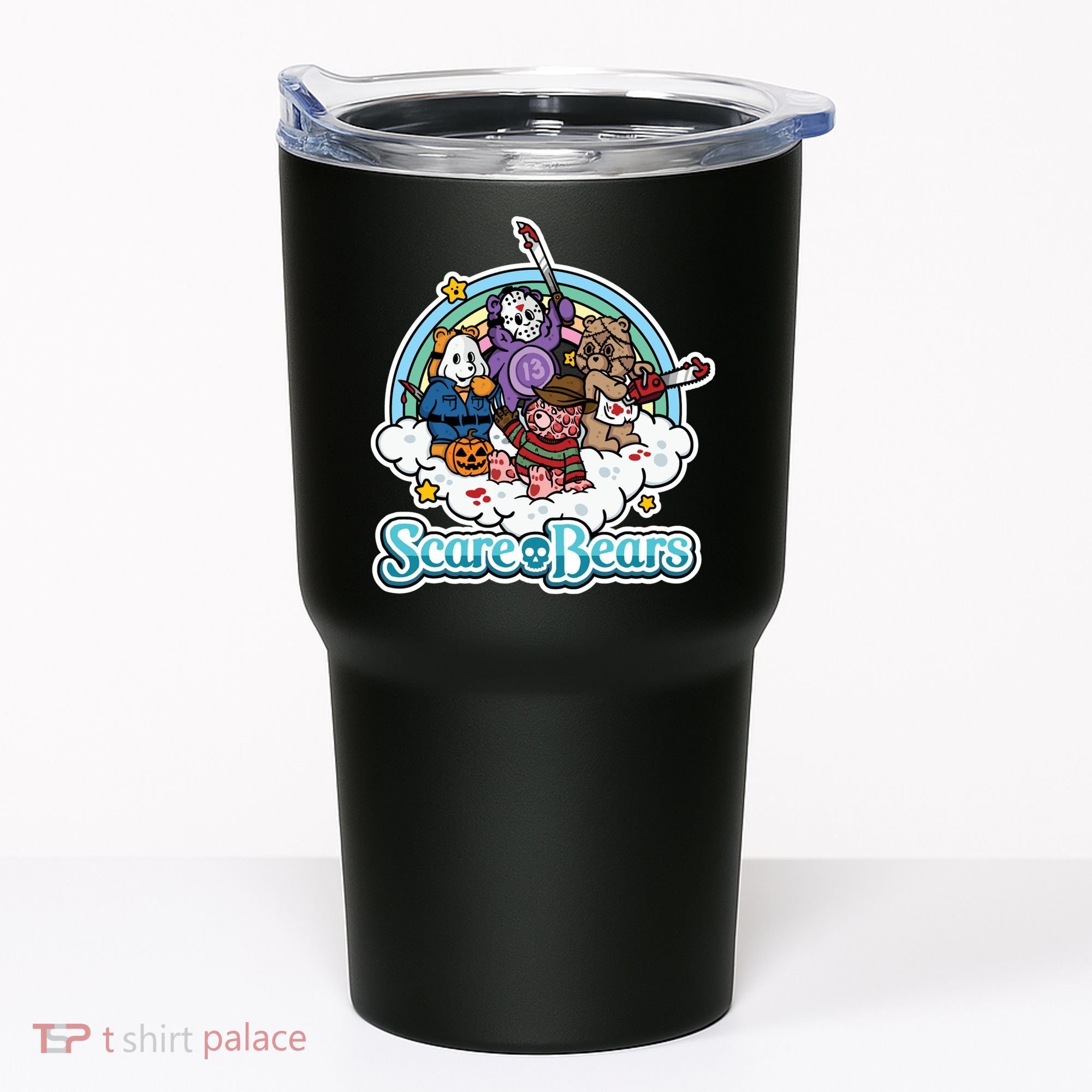 Scary Care Scare Bears Funny Halloween Horror Faces Custom Tumbler