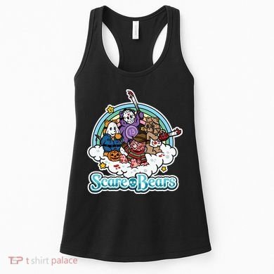Scary Care Scare Bears Funny Halloween Horror Faces Custom Women's Tank Top