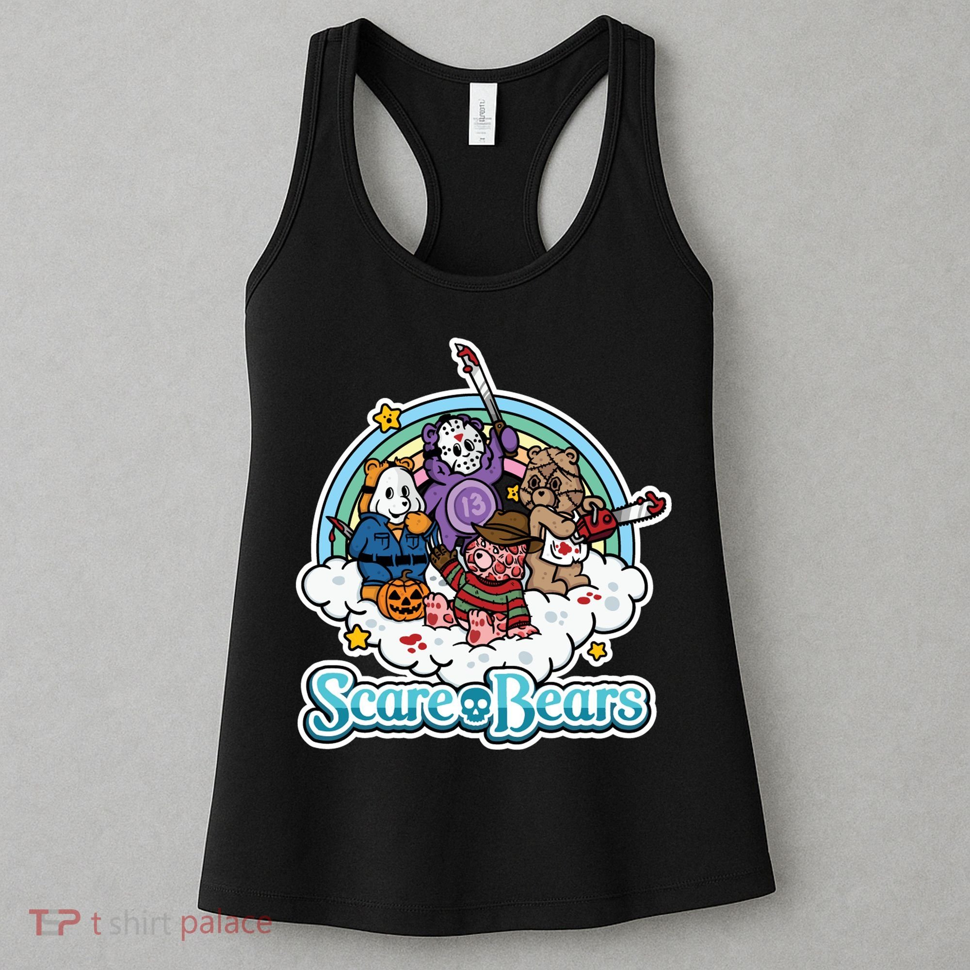 Scary Care Scare Bears Funny Halloween Horror Faces Custom Women's Tank Top