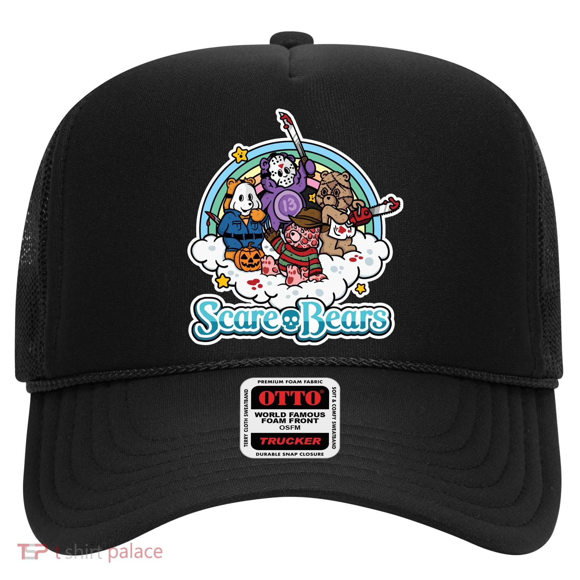 Scary Care Scare Bears Funny Halloween Horror Faces Custom Hat