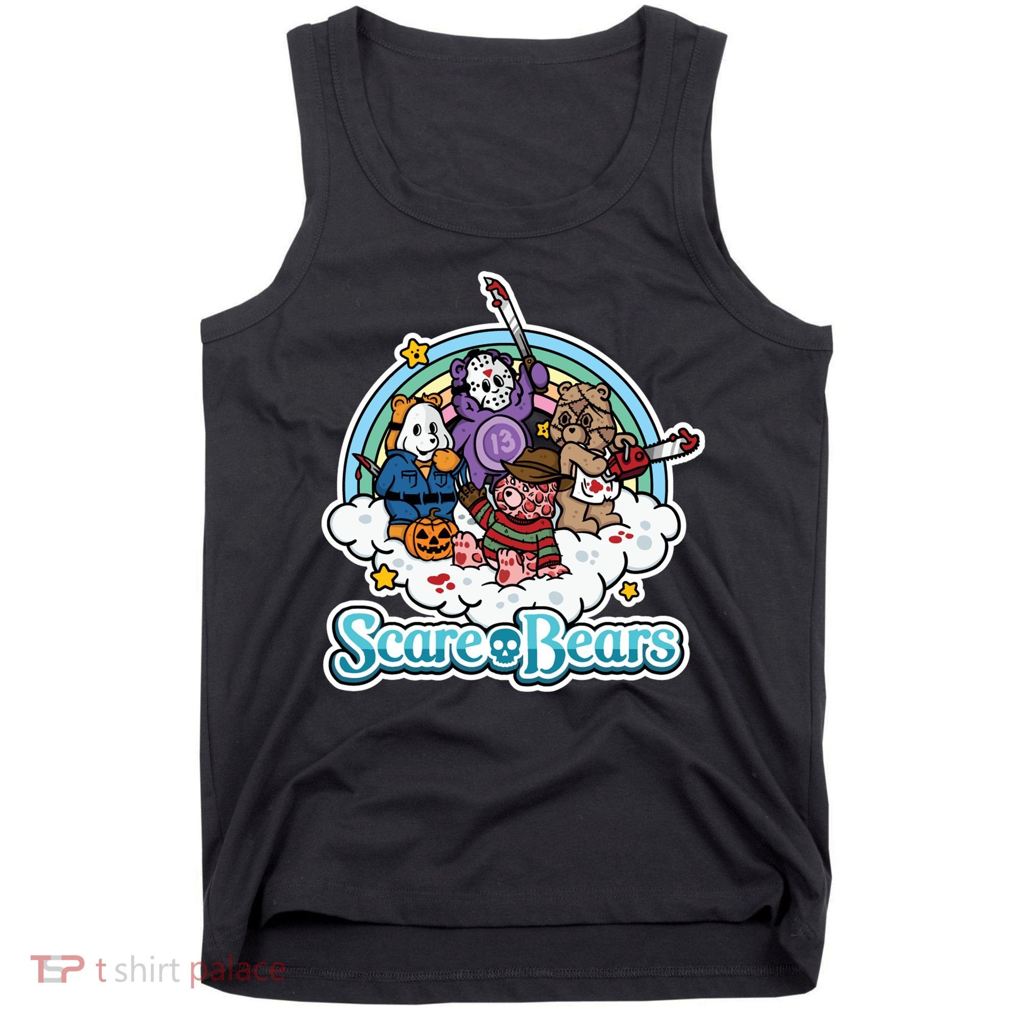 Scary Care Scare Bears Funny Halloween Horror Faces Custom Tank Top