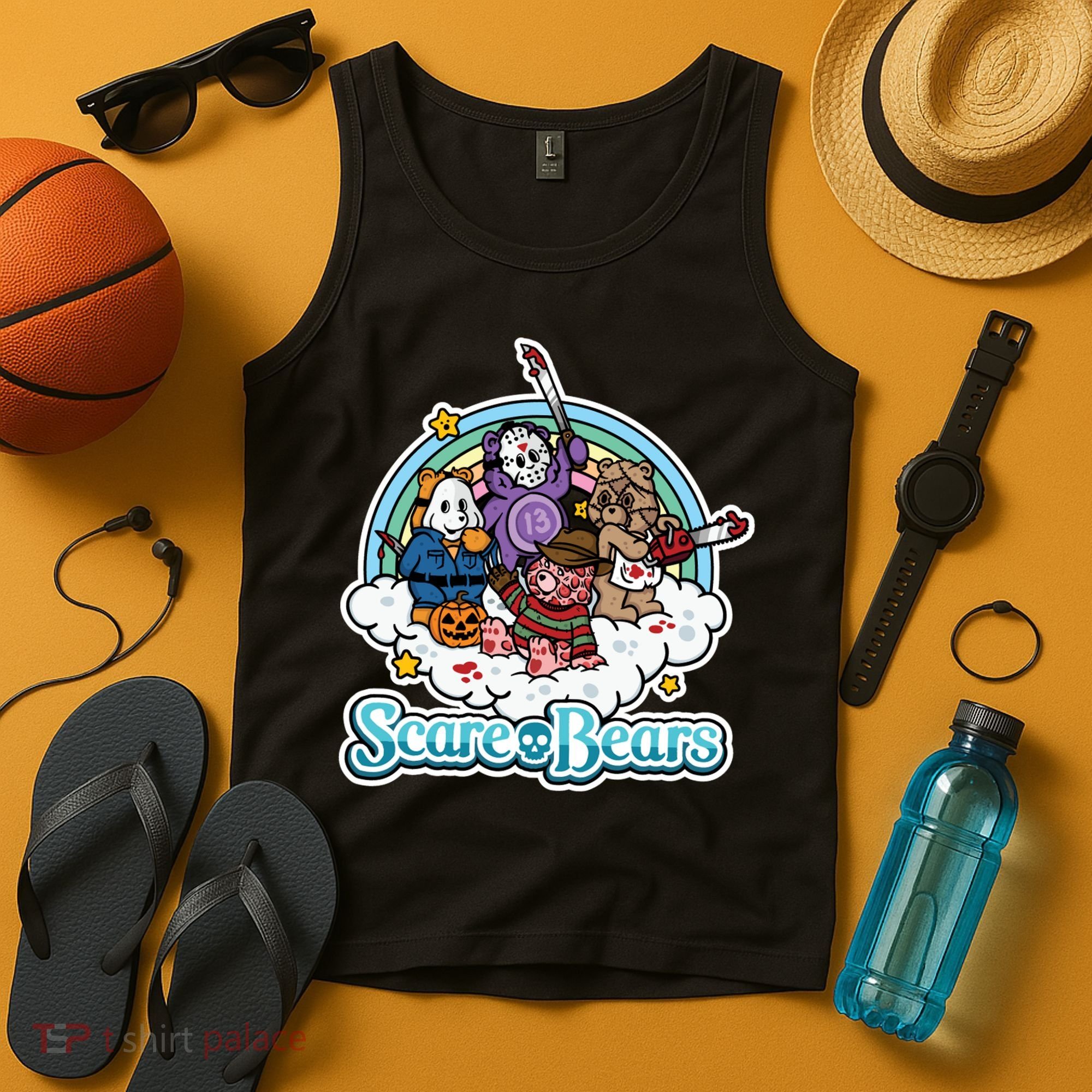 Scary Care Scare Bears Funny Halloween Horror Faces Custom Tank Top