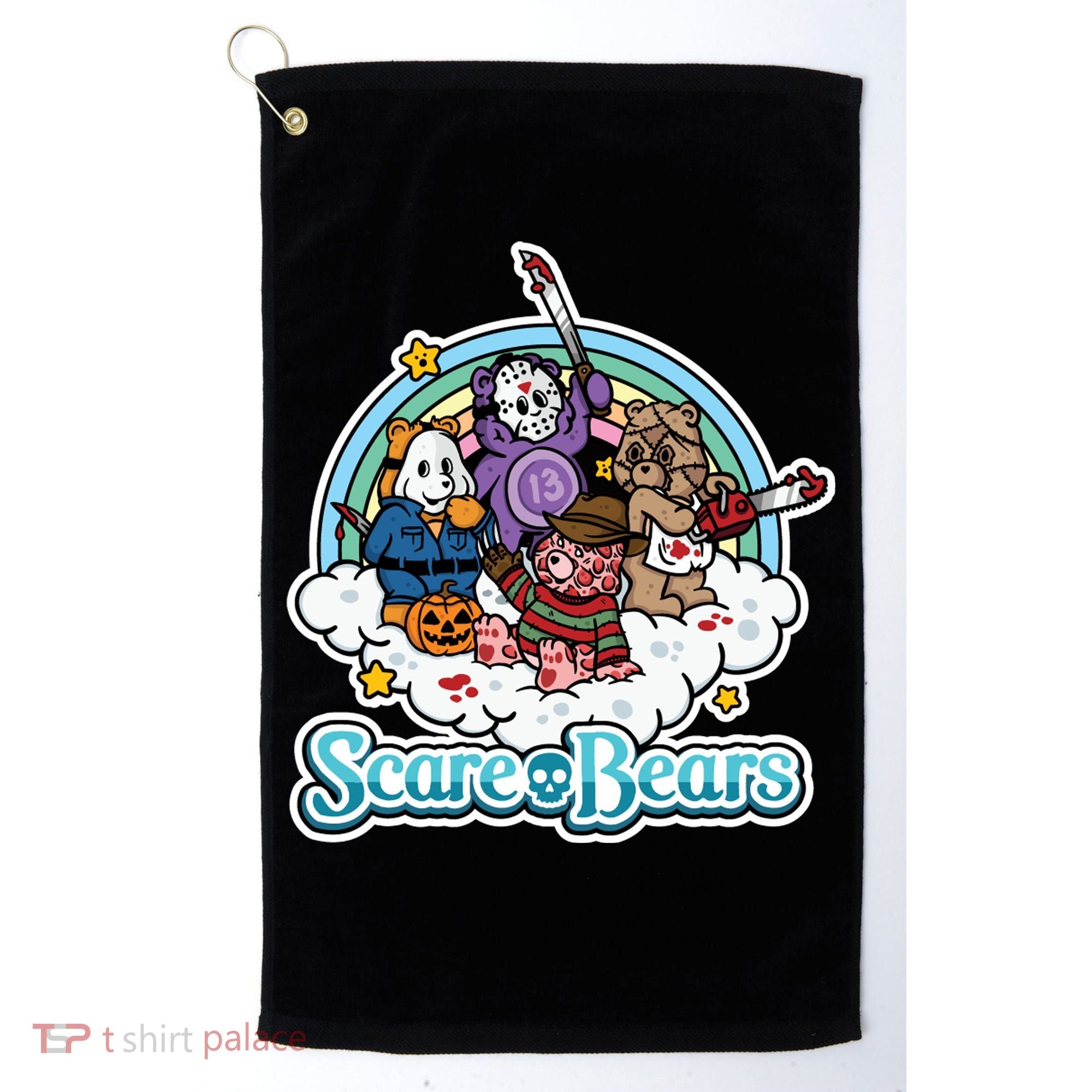 Scary Care Scare Bears Funny Halloween Horror Faces Custom Golf Towel