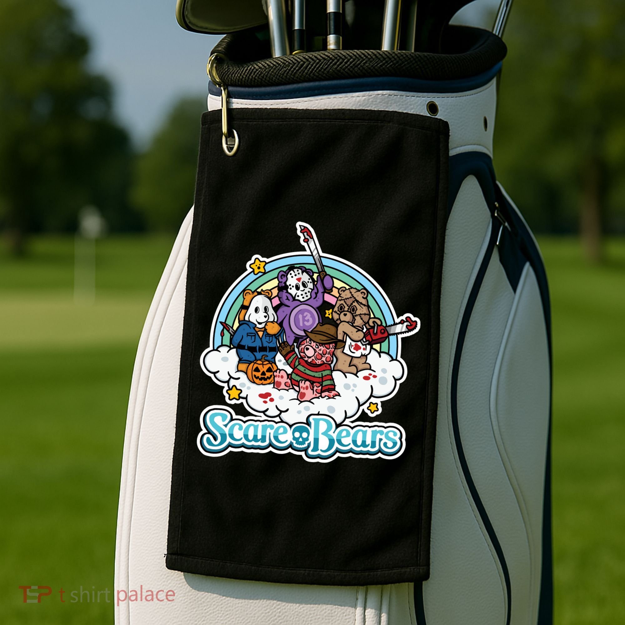 Scary Care Scare Bears Funny Halloween Horror Faces Custom Golf Towel