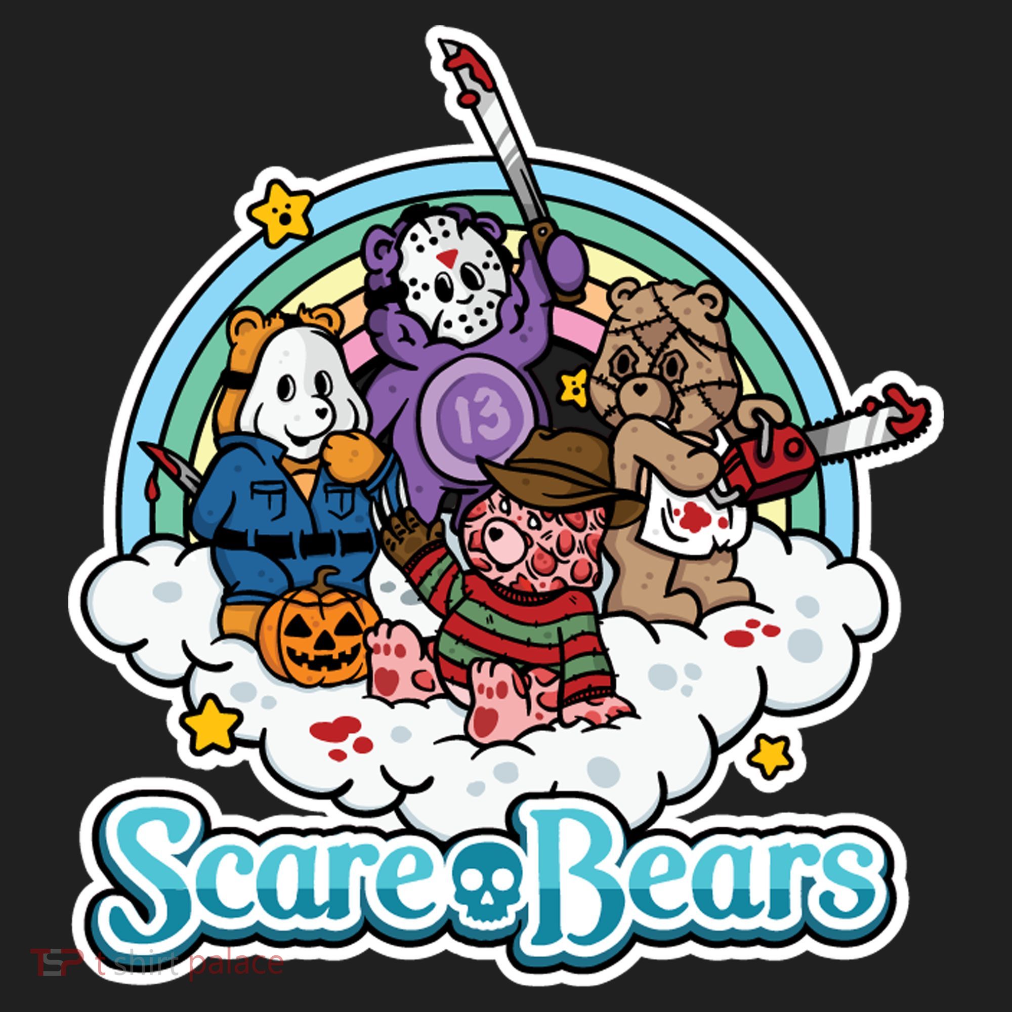 Scary Care Scare Bears Funny Halloween Horror Faces Custom Golf Towel