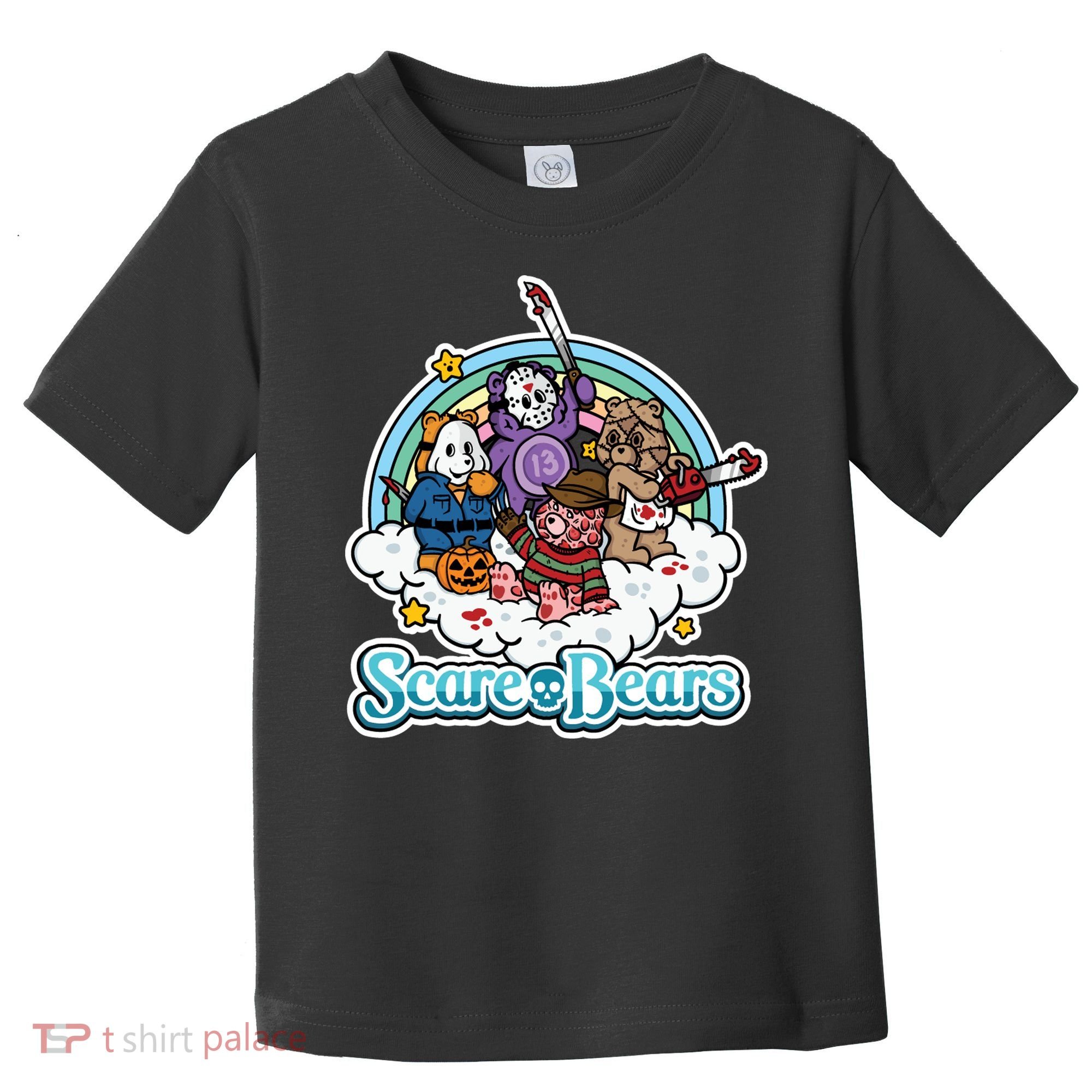 Scary Care Scare Bears Funny Halloween Horror Faces Custom Toddler T-Shirt