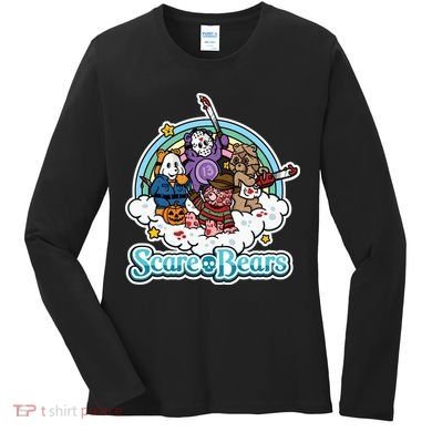 Scary Care Scare Bears Funny Halloween Horror Faces Custom Women's Long Sleeve Shirt