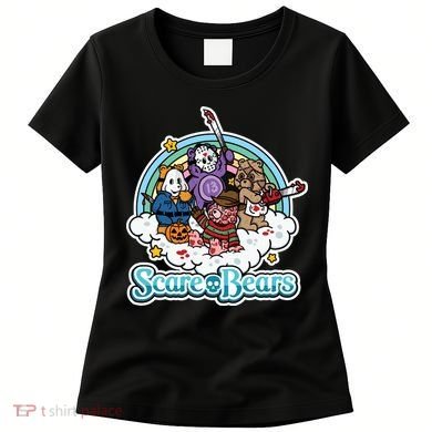 Scary Care Scare Bears Funny Halloween Horror Faces Custom Women's T-Shirt