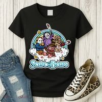 Scary Care Scare Bears Funny Halloween Horror Faces Custom Women's T-Shirt thumb 3
