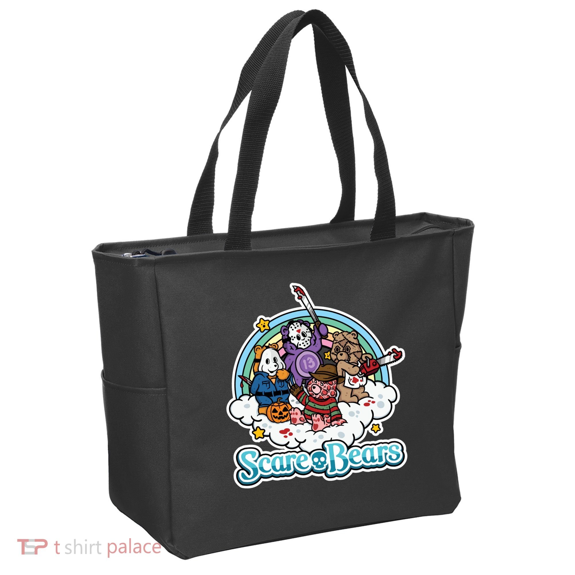 Scary Care Scare Bears Funny Halloween Horror Faces Custom Tote Bag