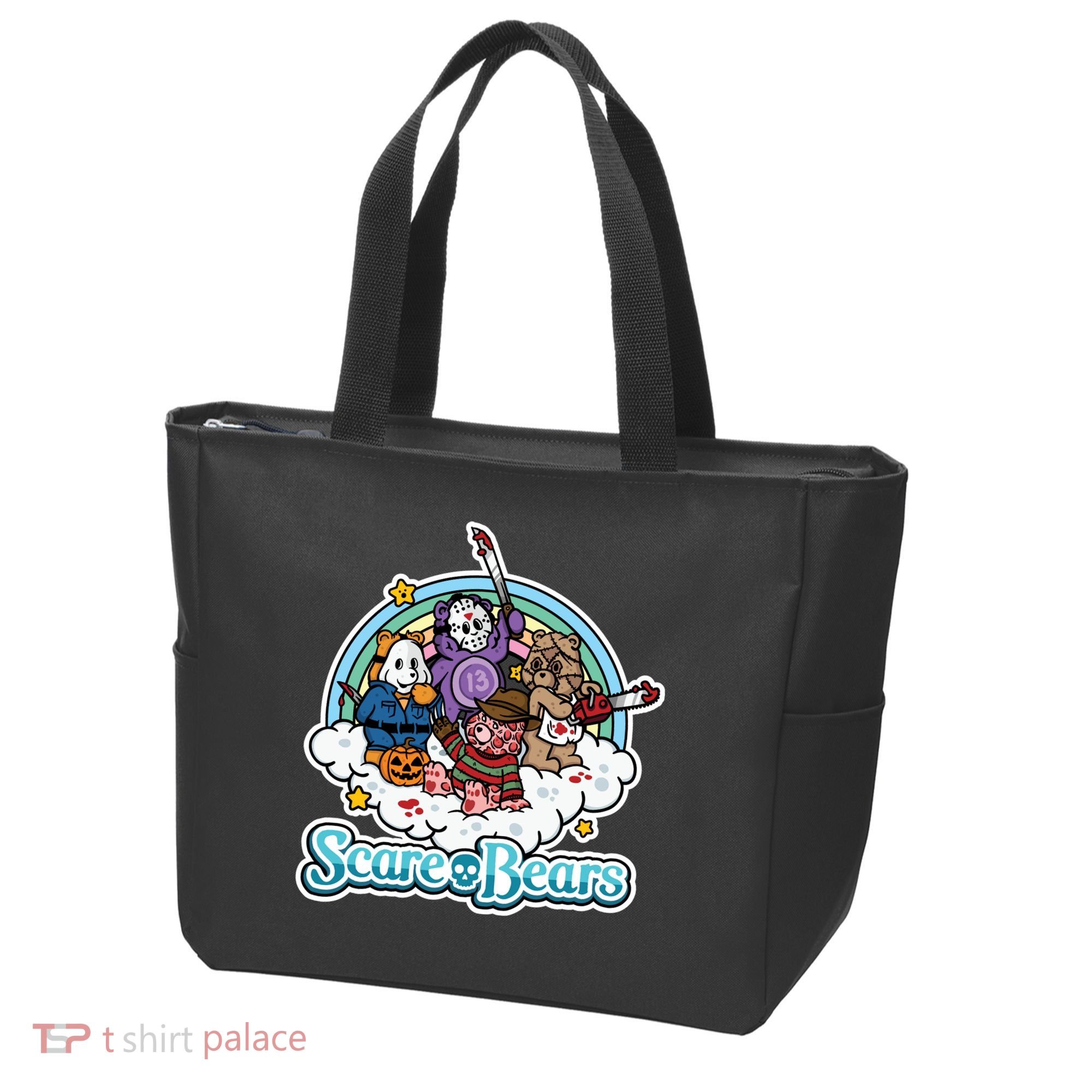 Scary Care Scare Bears Funny Halloween Horror Faces Custom Tote Bag
