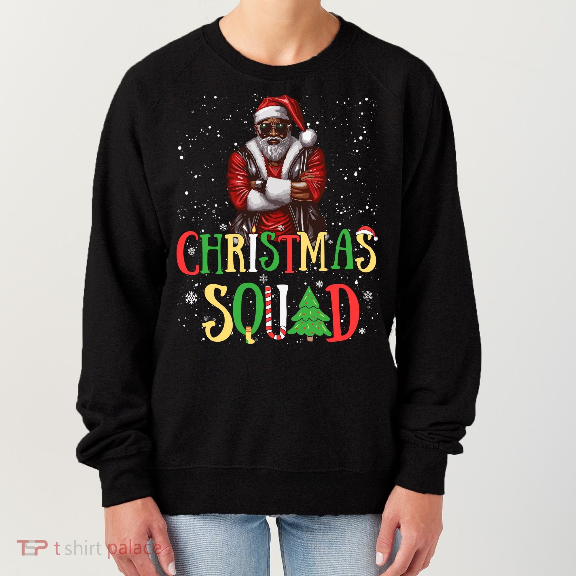 Santa Christmas Squad Black African American Pajamas Women's Sweatshirt
