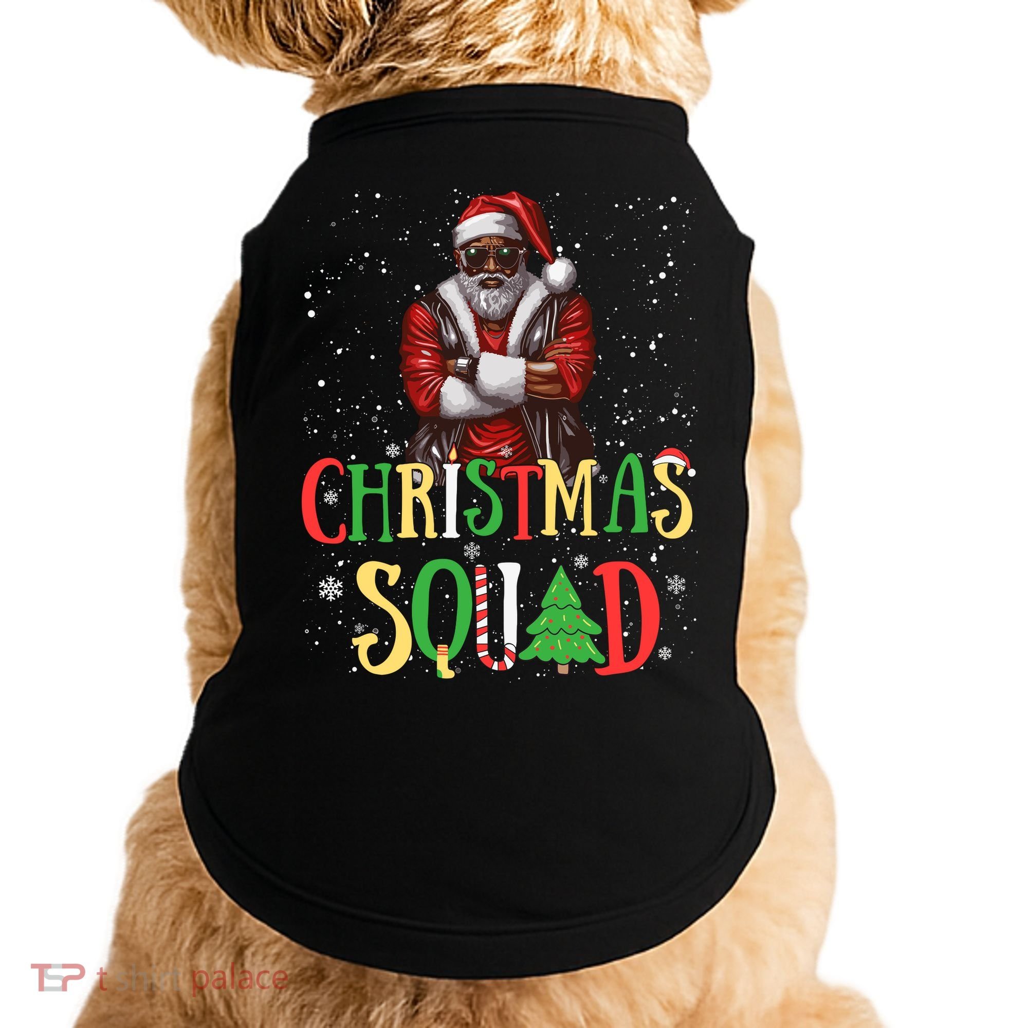 Santa Christmas Squad Black African American Pajamas Doggie Tank