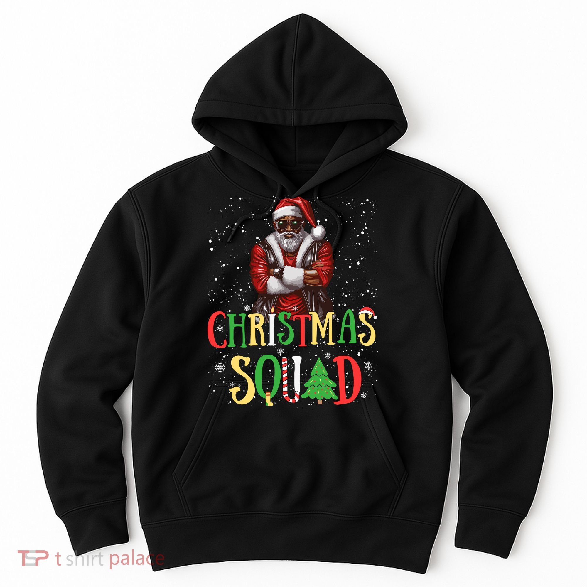 Santa Christmas Squad Black African American Pajamas Hoodie