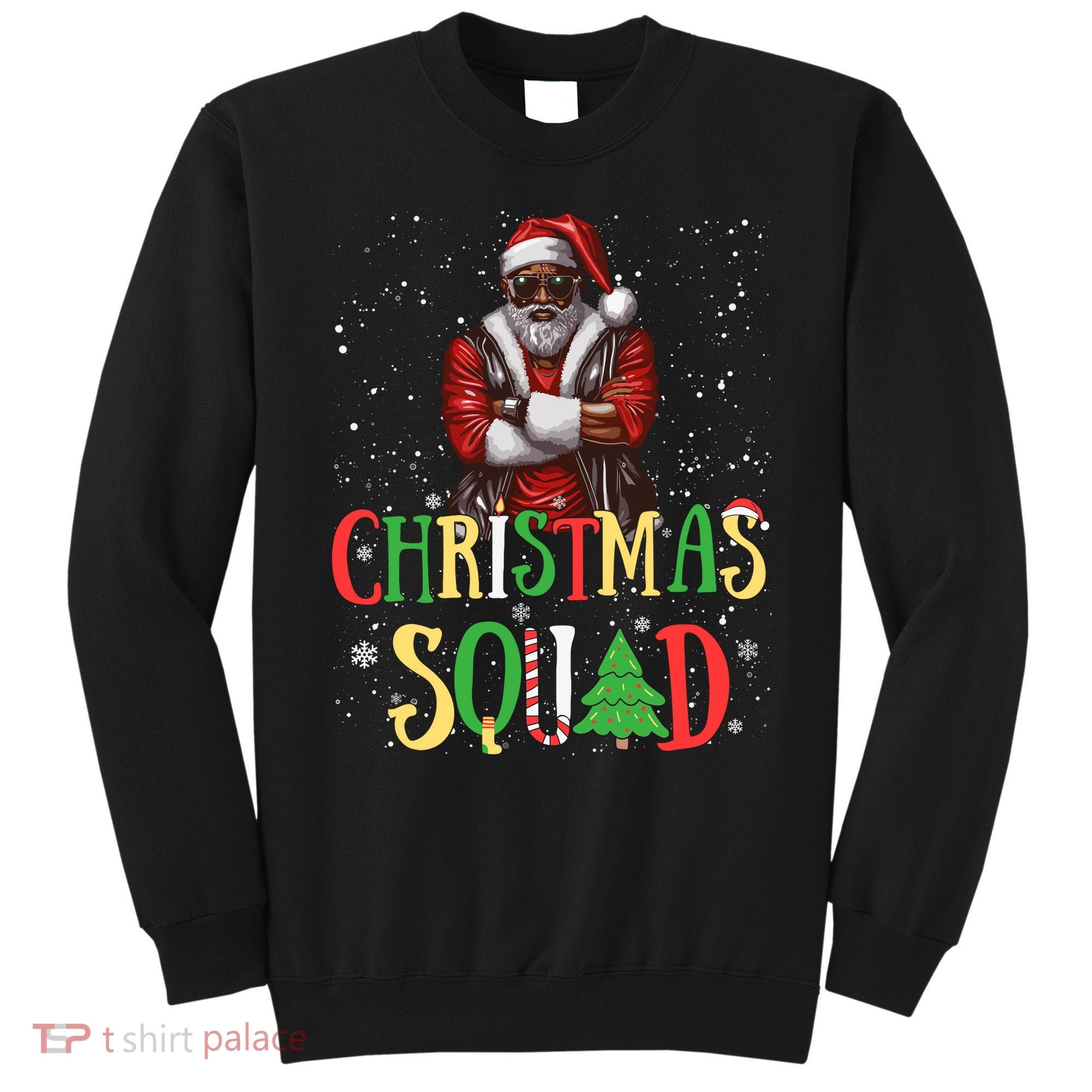 Santa Christmas Squad Black African American Pajamas Sweatshirt