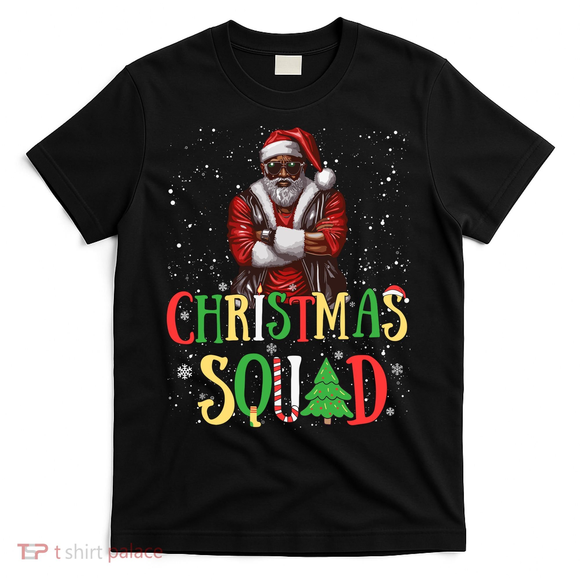 Santa Christmas Squad Black African American Pajamas T-Shirt