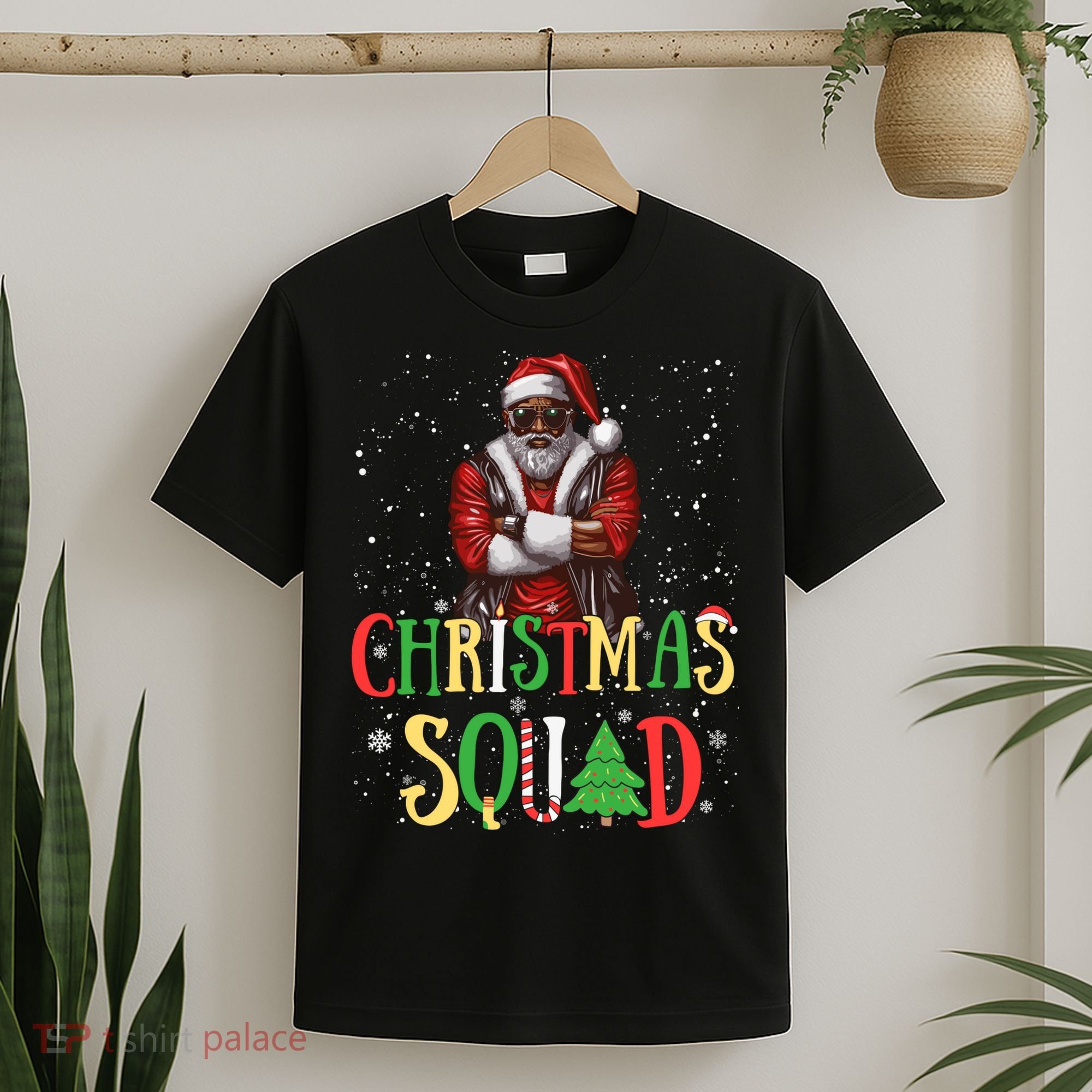 Santa Christmas Squad Black African American Pajamas T-Shirt