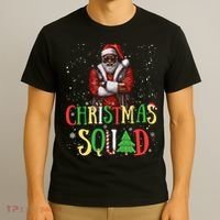 Santa Christmas Squad Black African American Pajamas T-Shirt thumb 3