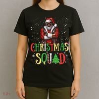 Santa Christmas Squad Black African American Pajamas T-Shirt thumb 4
