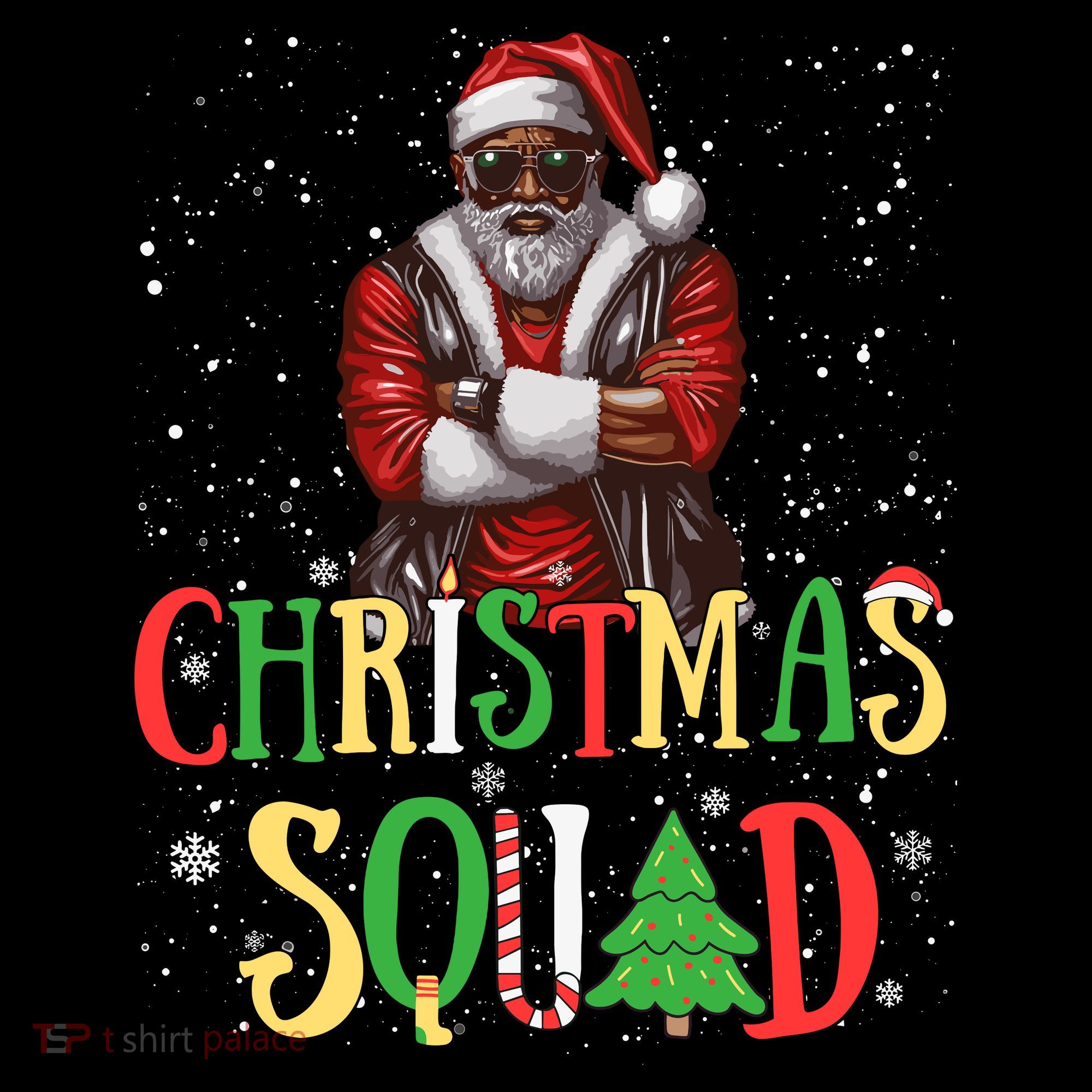 Santa Christmas Squad Black African American Pajamas Women's Hoodie