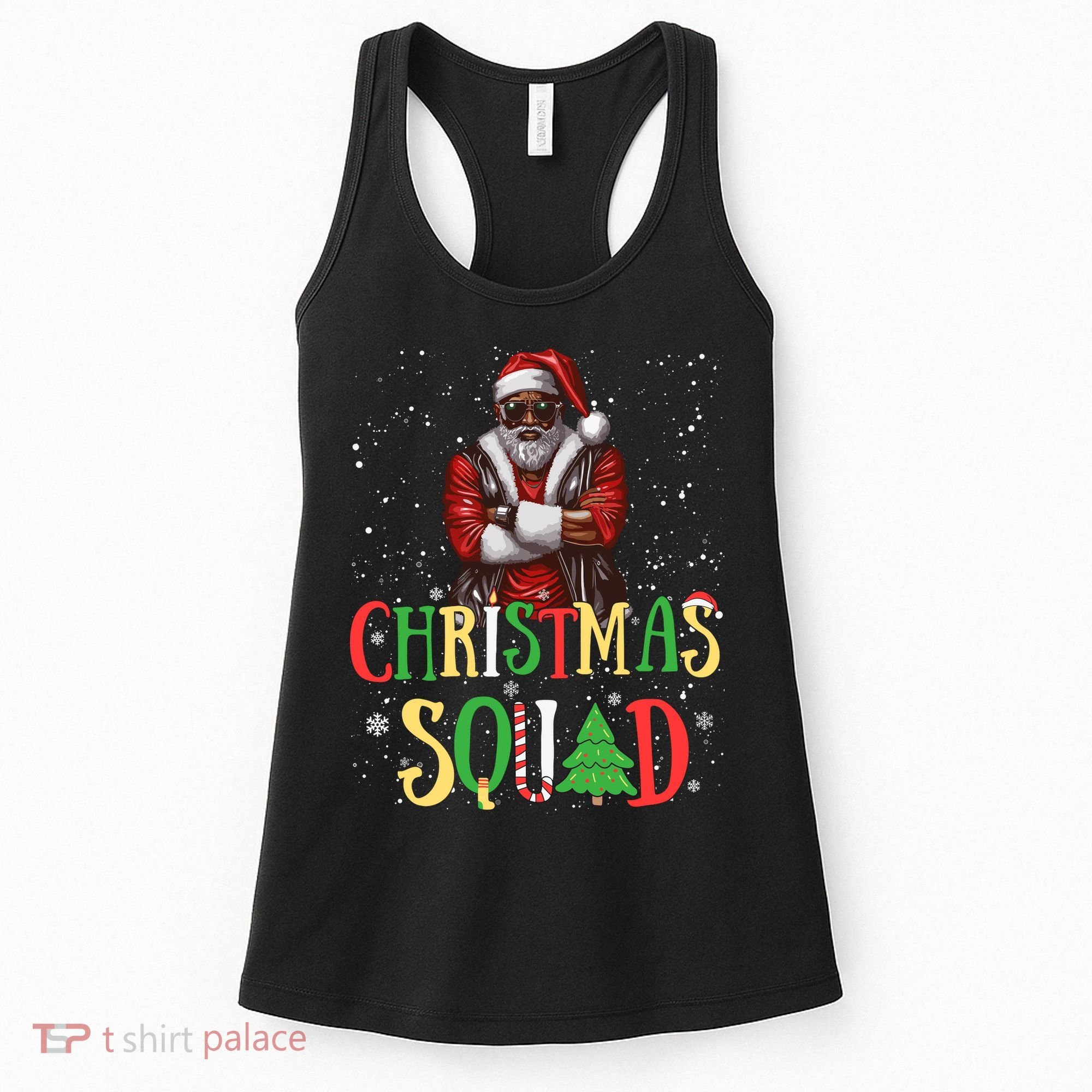 Santa Christmas Squad Black African American Pajamas Women's Tank Top