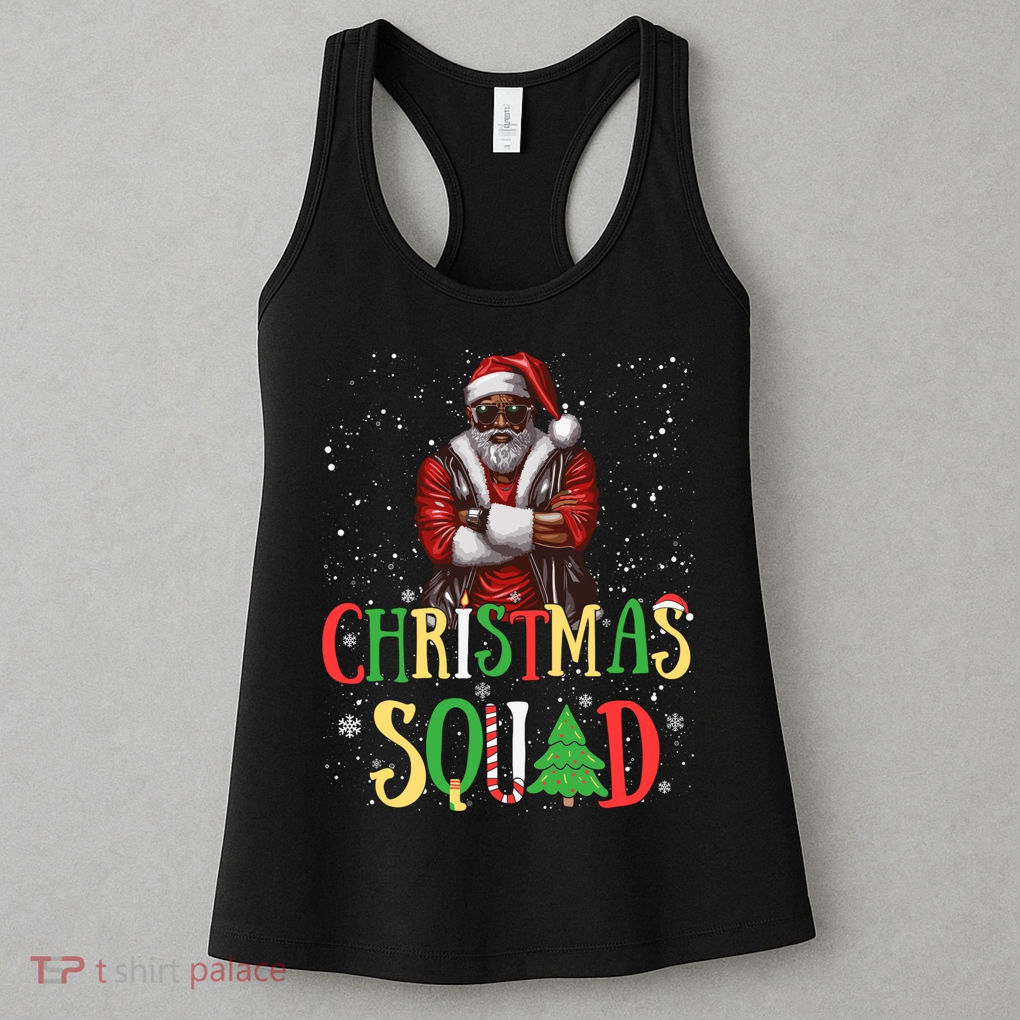Santa Christmas Squad Black African American Pajamas Women's Tank Top