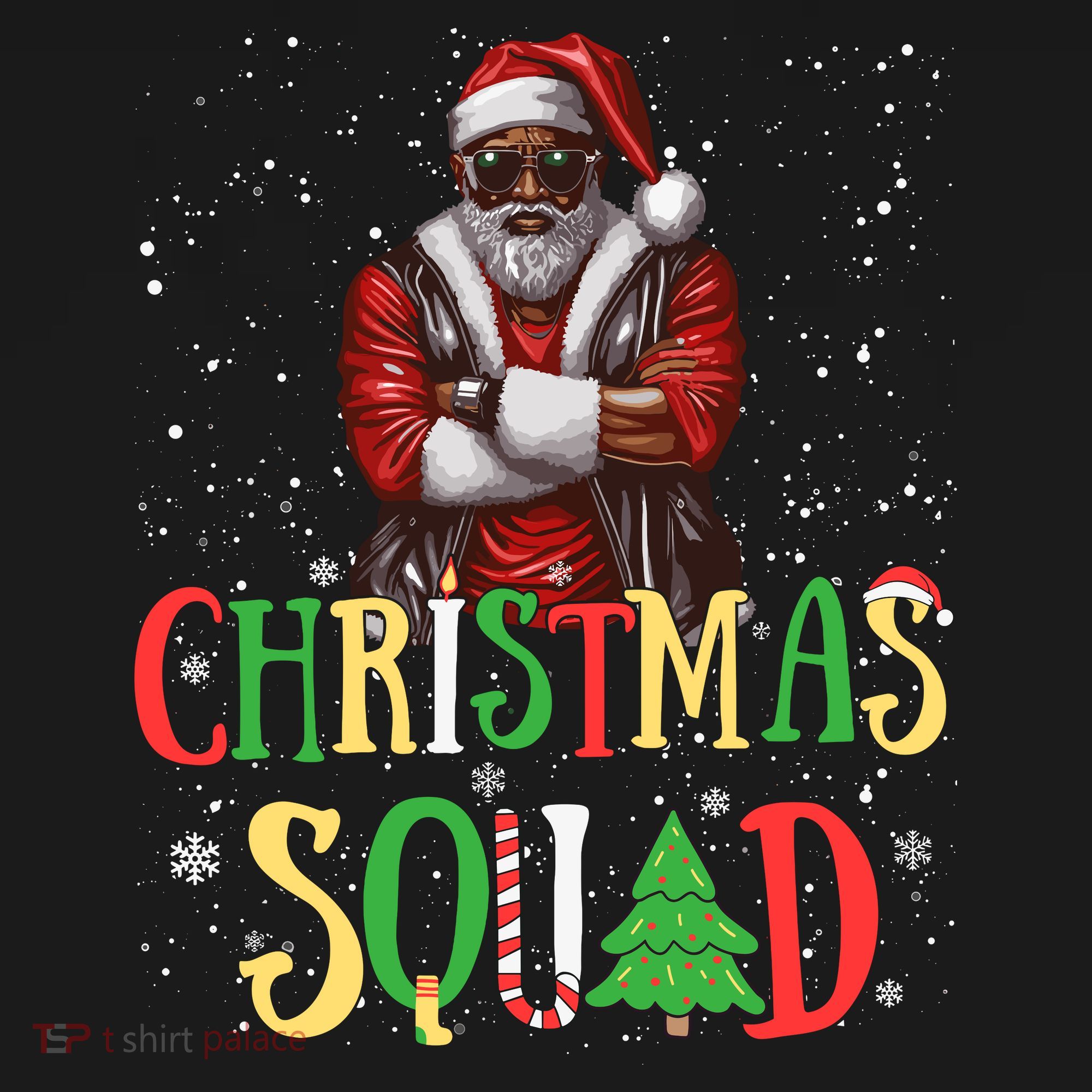 Santa Christmas Squad Black African American Pajamas Women's Tank Top