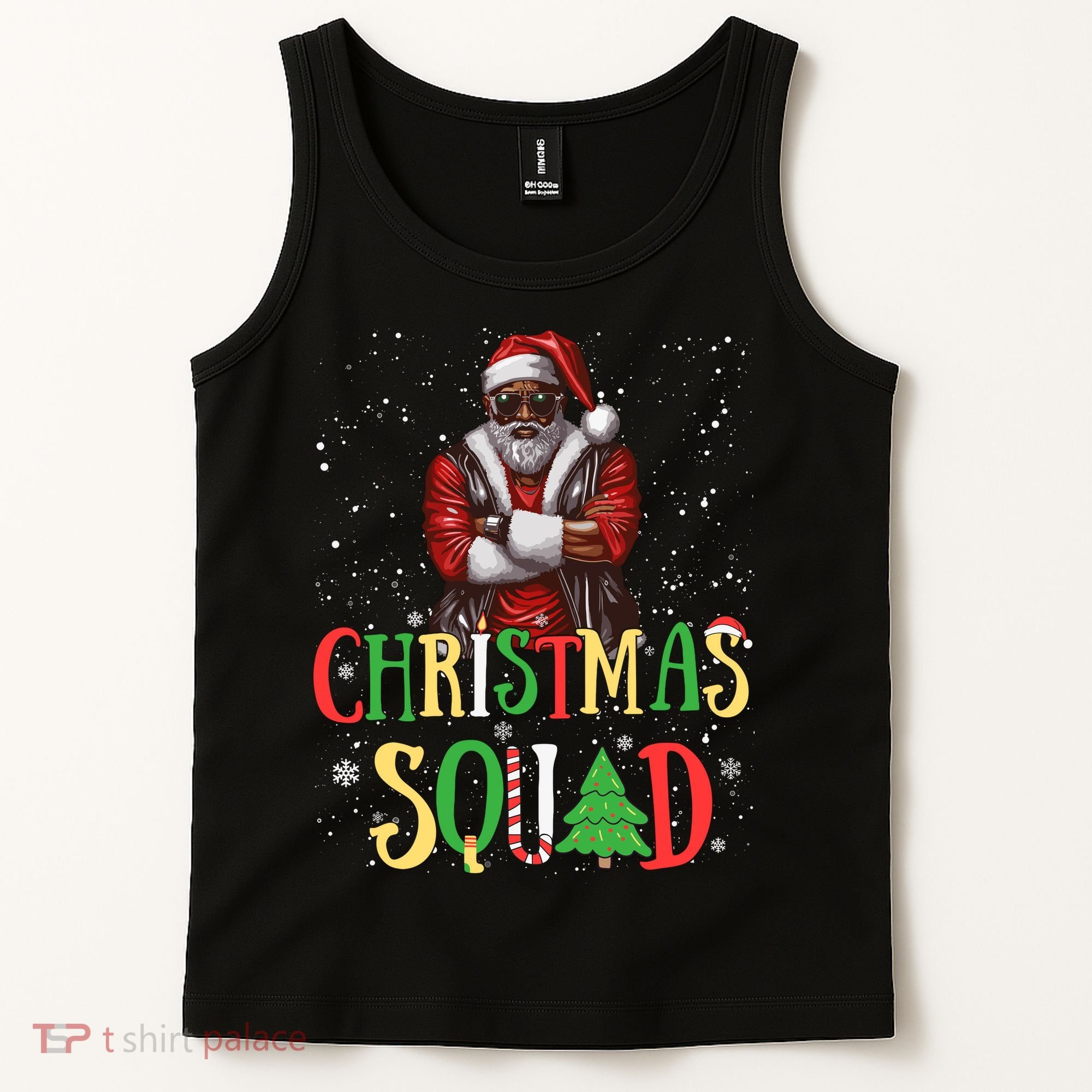 Santa Christmas Squad Black African American Pajamas Tank Top