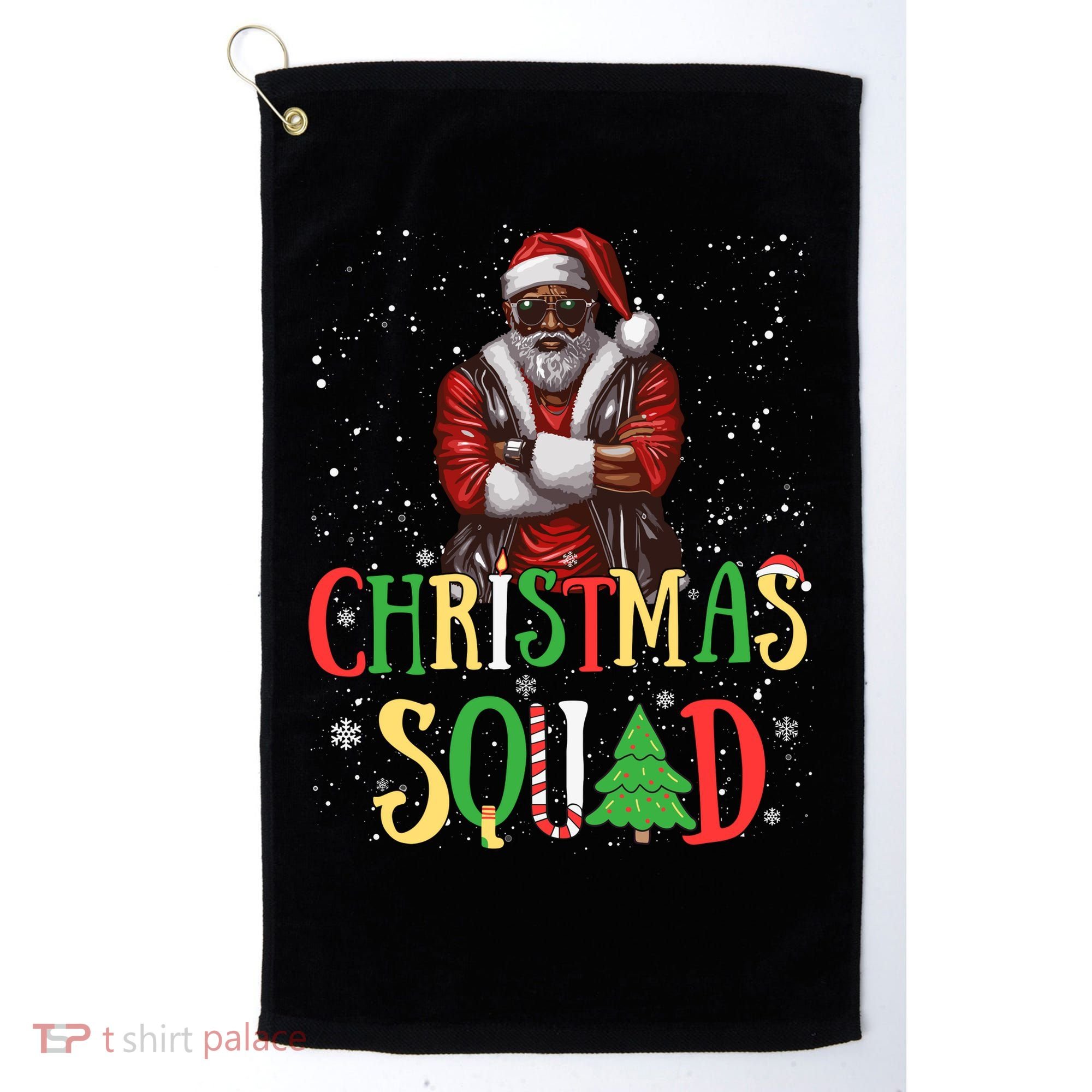 Santa Christmas Squad Black African American Pajamas Golf Towel
