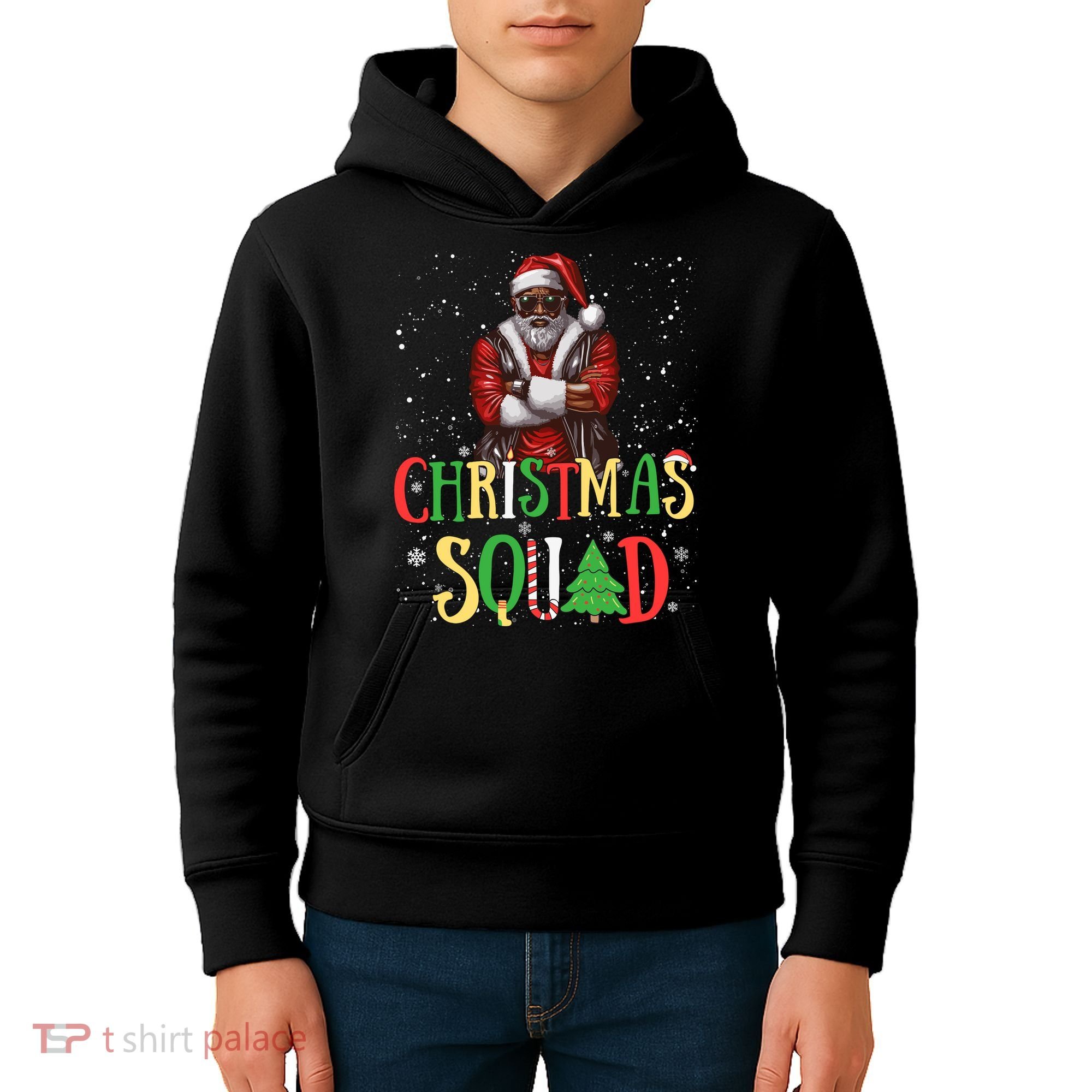 Santa Christmas Squad Black African American Pajamas Kids Hoodie