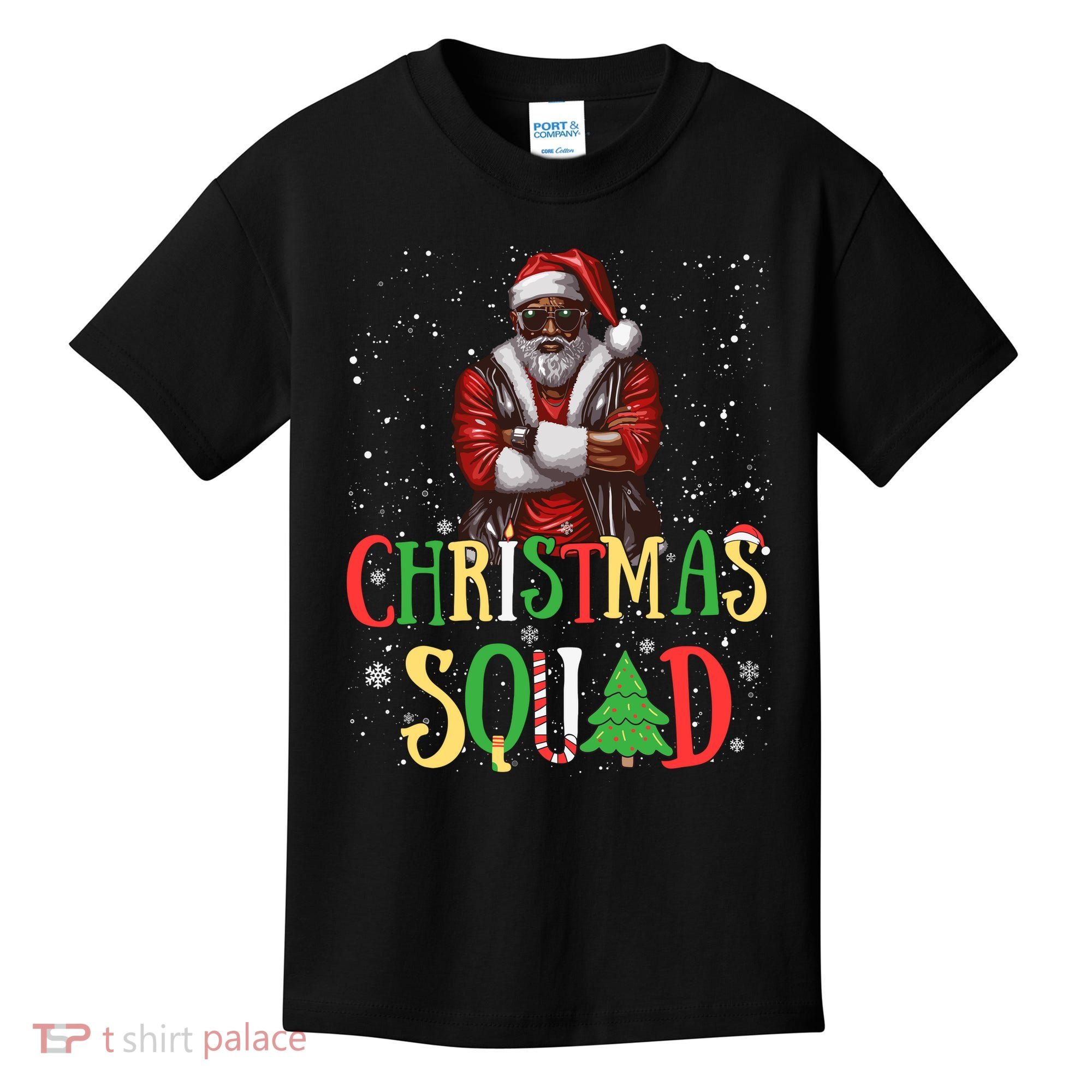 Santa Christmas Squad Black African American Pajamas Kids T-Shirt