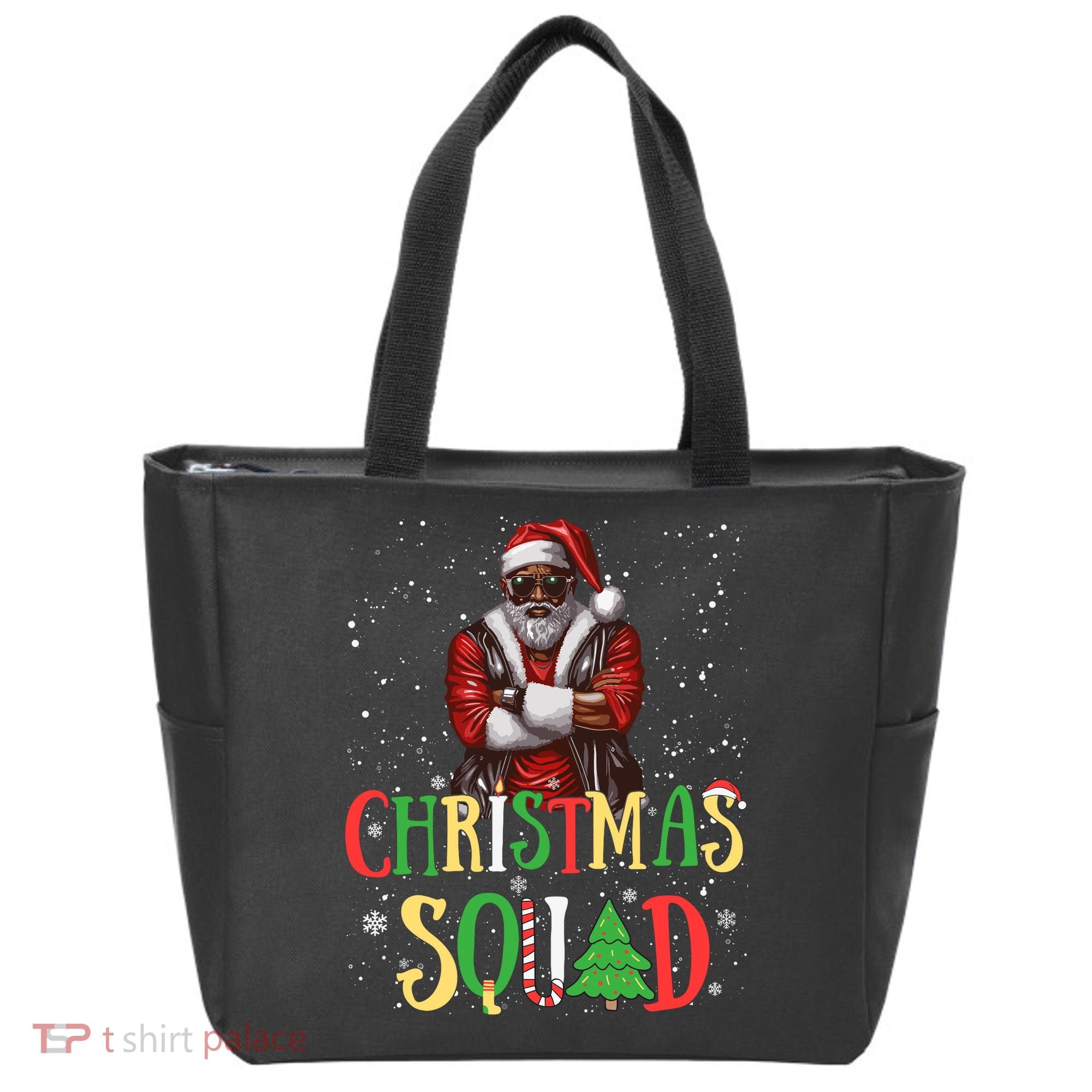 Santa Christmas Squad Black African American Pajamas Tote Bag